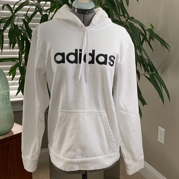 adidas Tops - Adidas White Hooded Sweatshirt
